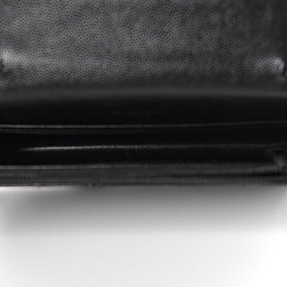 Saint Laurent Grain De Poudre Matelasse Chevron Monogram Envelope Chain Wallet Black 5 of 16