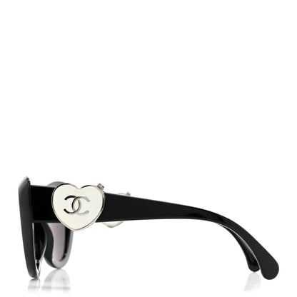 Chanel Acetate Enamel Heart Butterfly Sunglasses 5517 Black 3 of 8