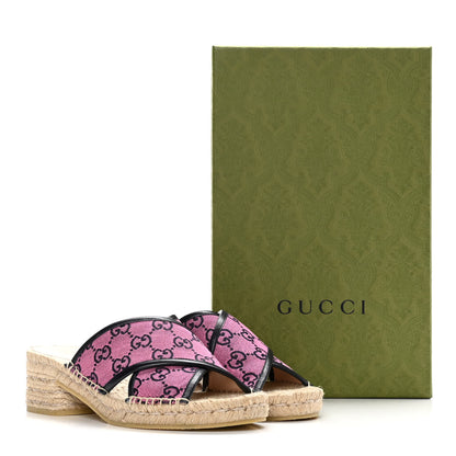 Gucci Monogram Multicolor Criss Cross Espadrille Sandals 37 Pink Blue 12 of 12