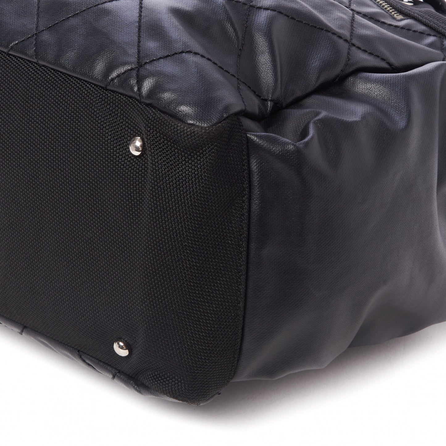 Coated Canvas Quilted Large Paris Biarritz Tote Black