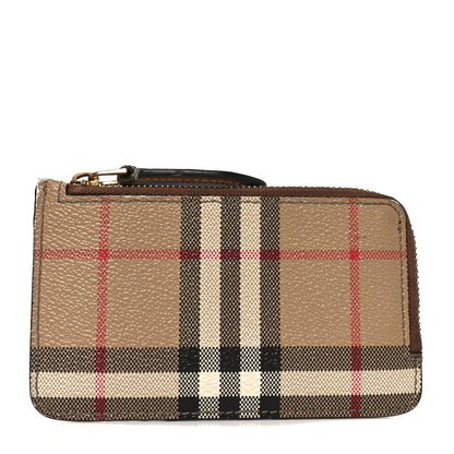 Burberry Check Calfskin Zip Card Case Holder Archive Beige 1 of 6
