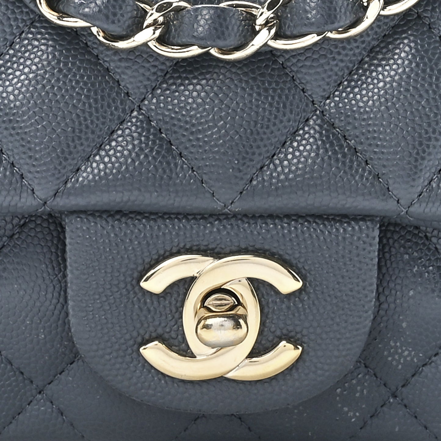 Caviar Quilted Mini Rectangular Flap Dark Grey