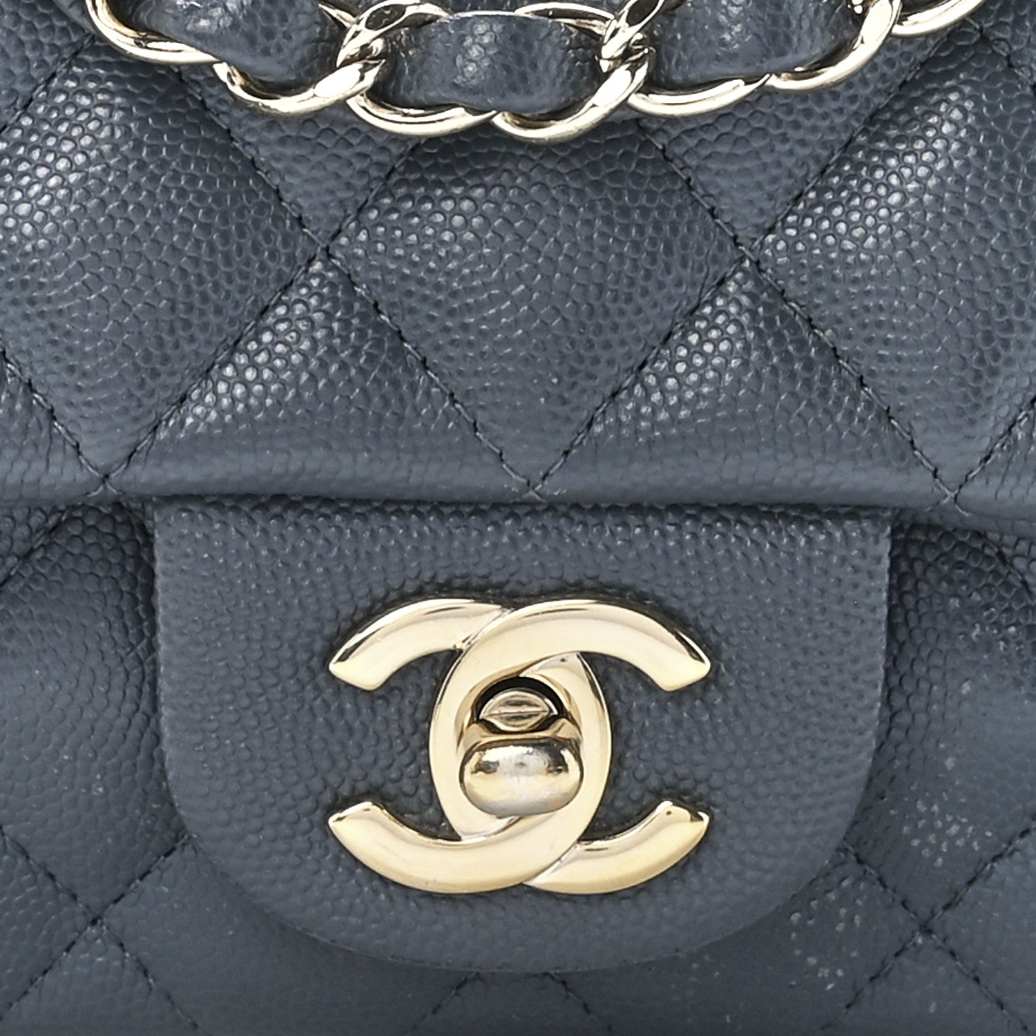 Chanel Caviar Quilted Mini Rectangular Flap Dark Grey 9 of 12