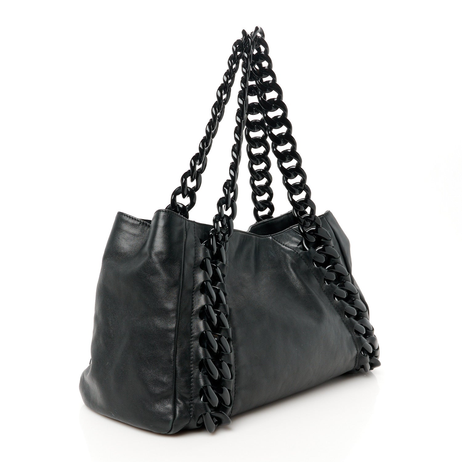 Chanel Calfskin Modern Chain Rhodoid East West Tote Black 3 of 10