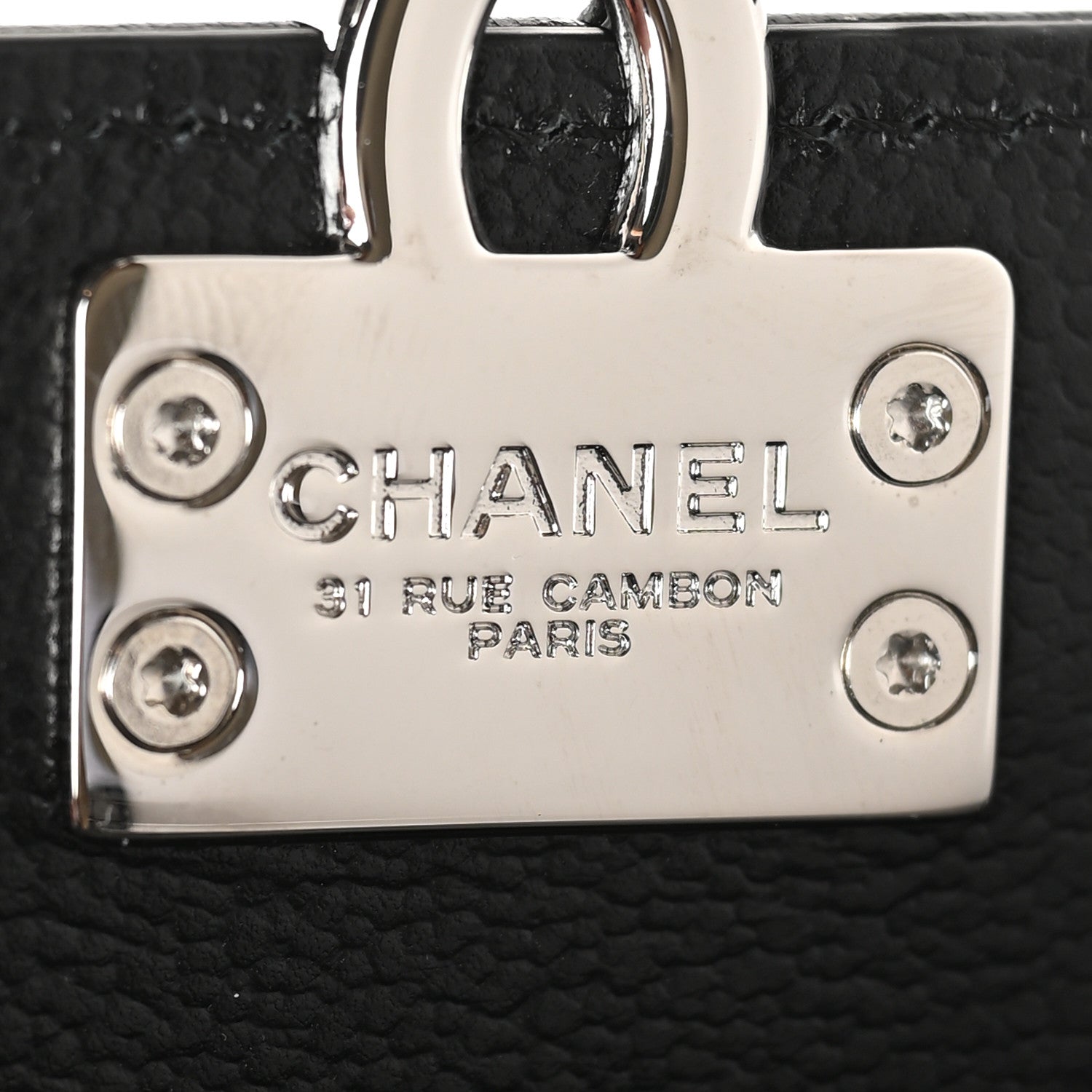 Chanel Grained Calfskin Quilted CC Box Compact Flap Wallet Black 7 of 12