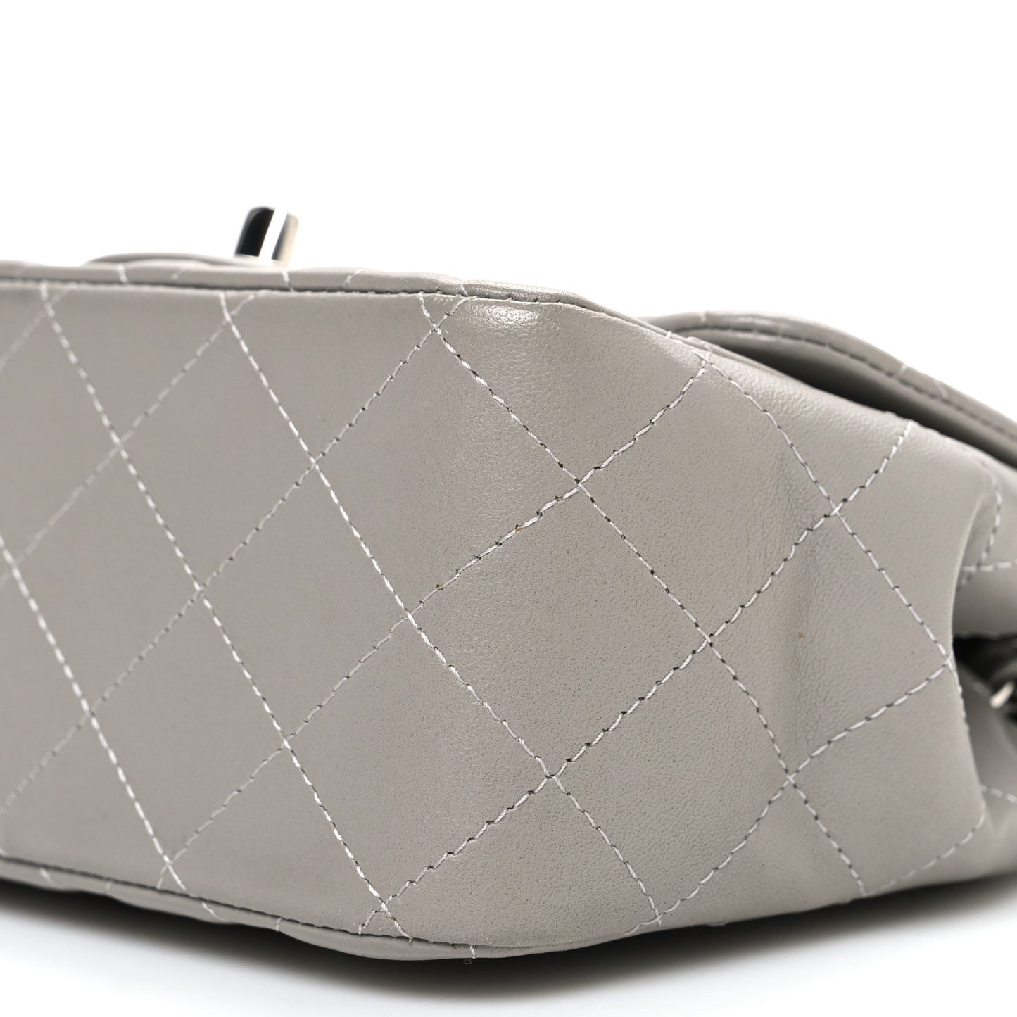 Lambskin Quilted Mini Square Flap Grey
