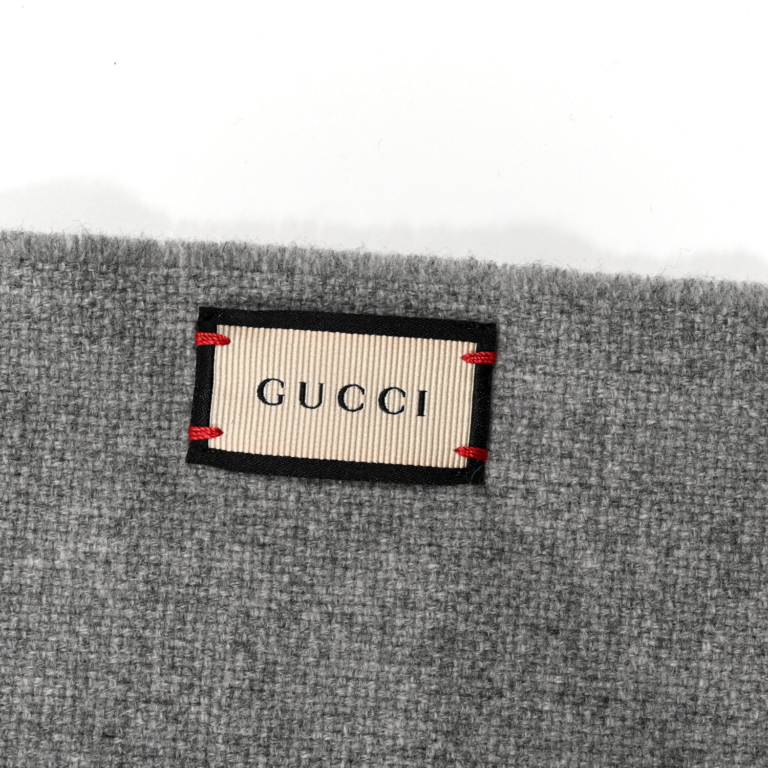 Gucci Wool Cashmere Silk Web Bee Scarf Grey 4 of 4