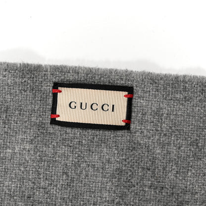 Gucci Wool Cashmere Silk Web Bee Scarf Grey 4 of 4