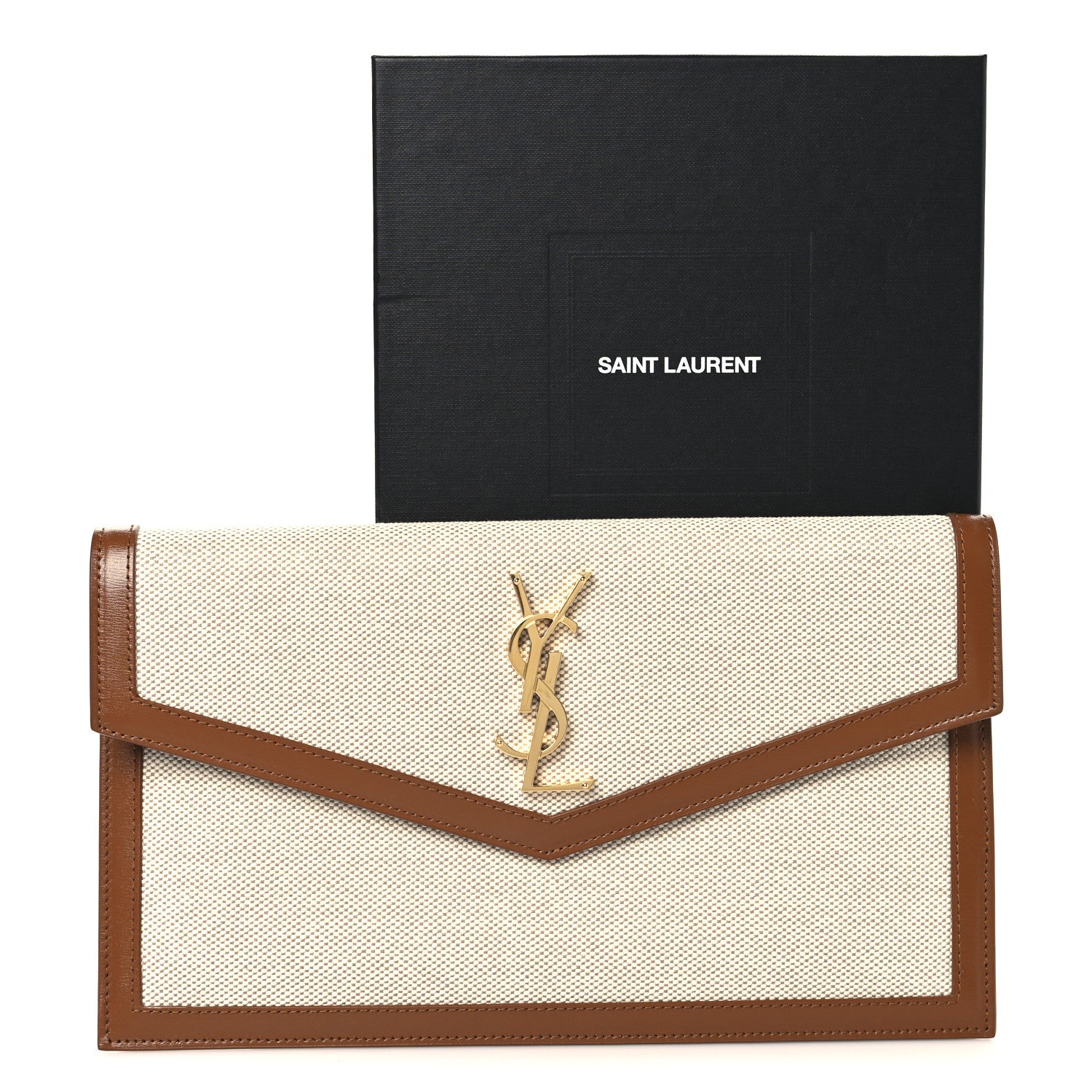 Saint Laurent Canvas Uptown Pouch Natural Beige Brick Natural Beige Brick 8 of 8