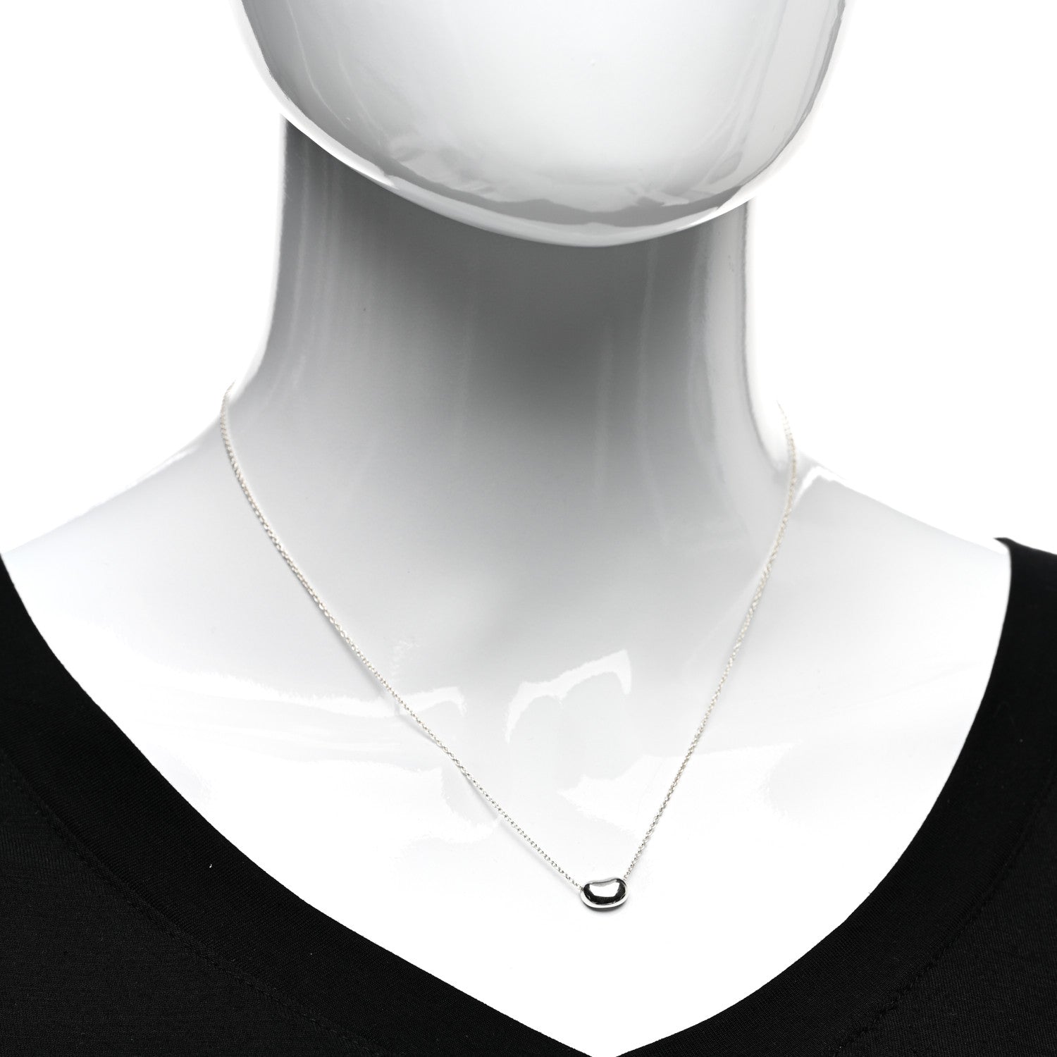 Tiffany Sterling Silver 9mm Elsa Peretti Bean Pendant Necklace 2 of 4
