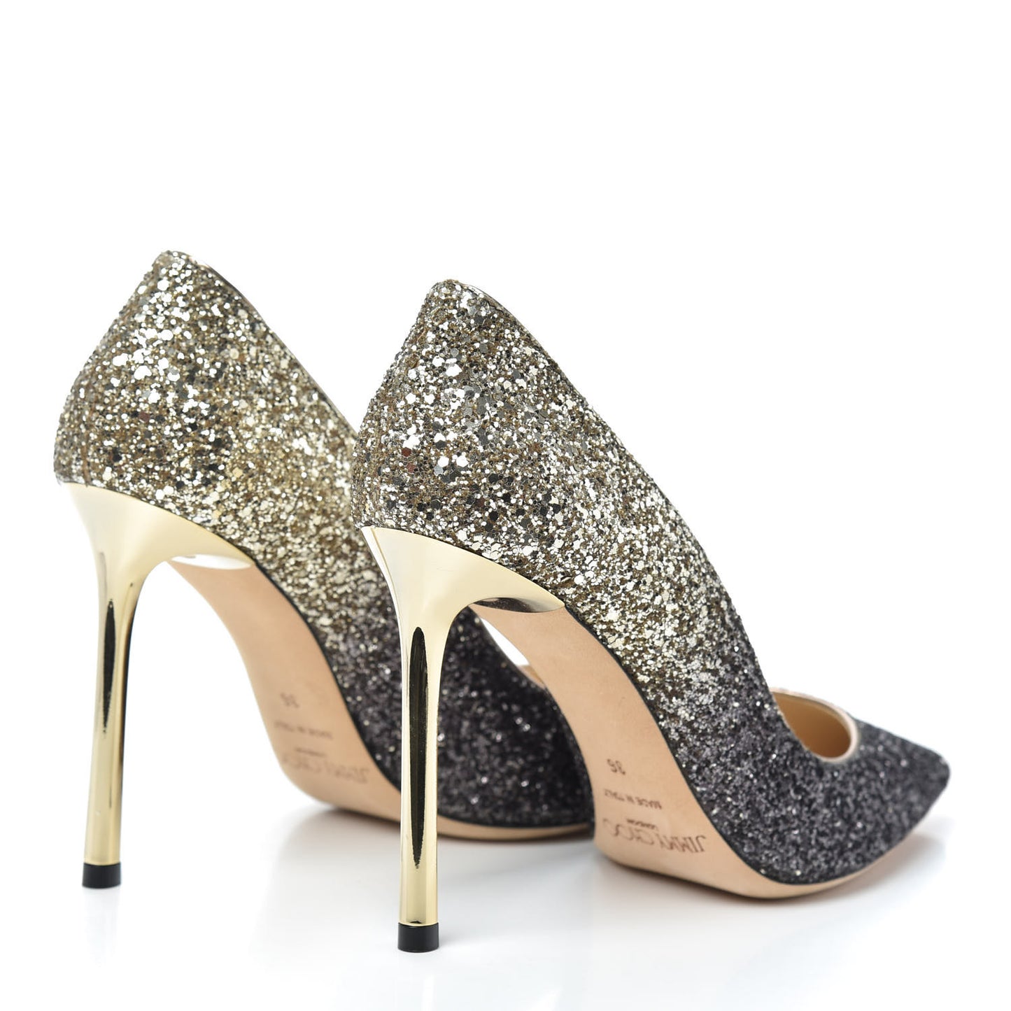Coarse Glitter Degrade Pointy Toe Romy 100 Pumps 36 Navy Silver