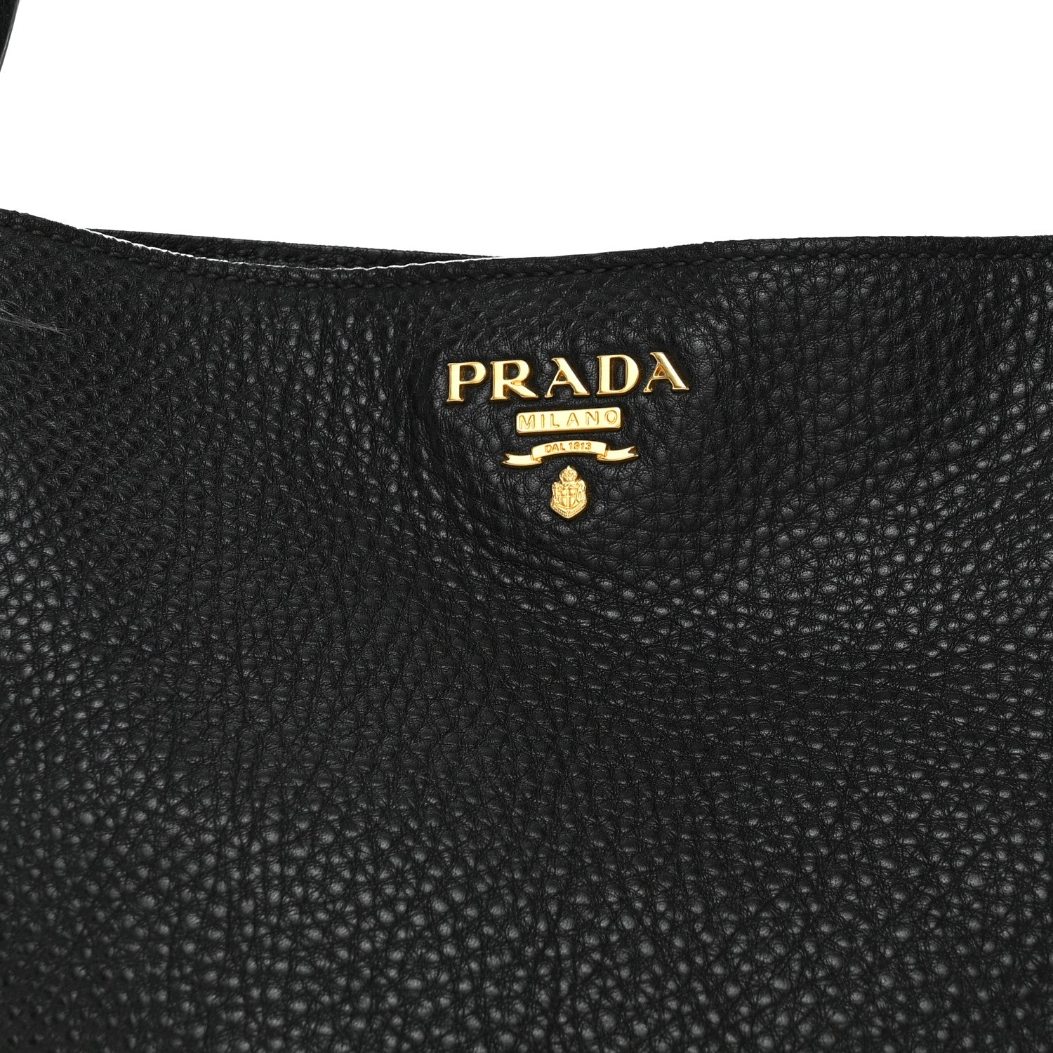 Prada Vitello Daino Side Pocket Shoulder Bag Black 8 of 11