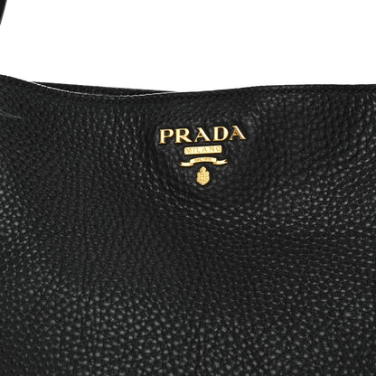 Prada Vitello Daino Side Pocket Shoulder Bag Black 8 of 11