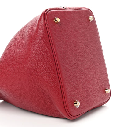 Hermes Taurillon Clemence Matte Alligator Picotin Lock Touch 22 MM Rouge Grenat 8 of 9