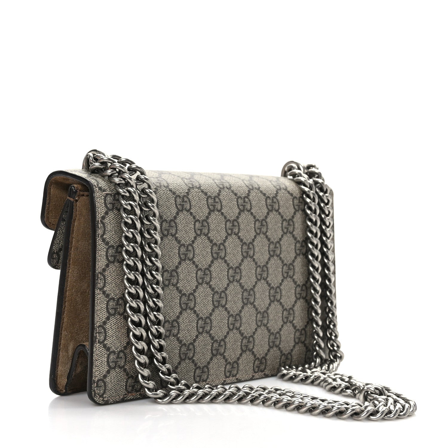Gucci GG Supreme Monogram Suede Crystal Small Dionysus Shoulder Bag Beige Ebony Taupe 3 of 10