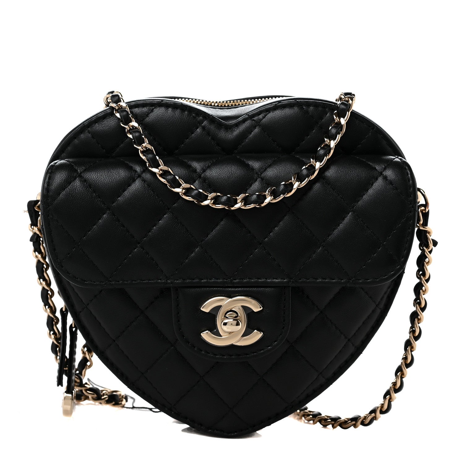 Chanel Lambskin Quilted CC In Love Heart Bag Black 1 of 10