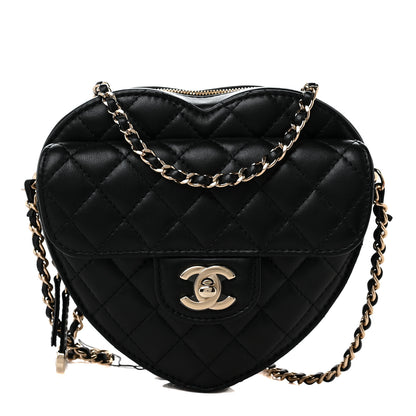 Chanel Lambskin Quilted CC In Love Heart Bag Black 1 of 10
