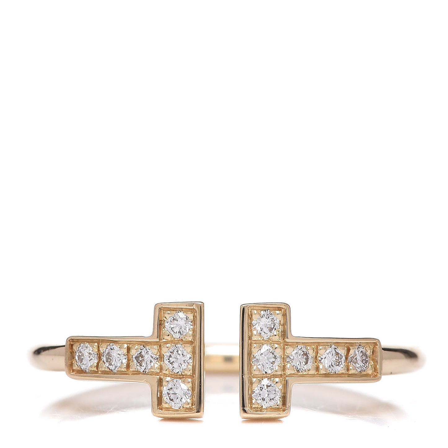 18K Yellow Gold Diamond T Wire Ring 52 6