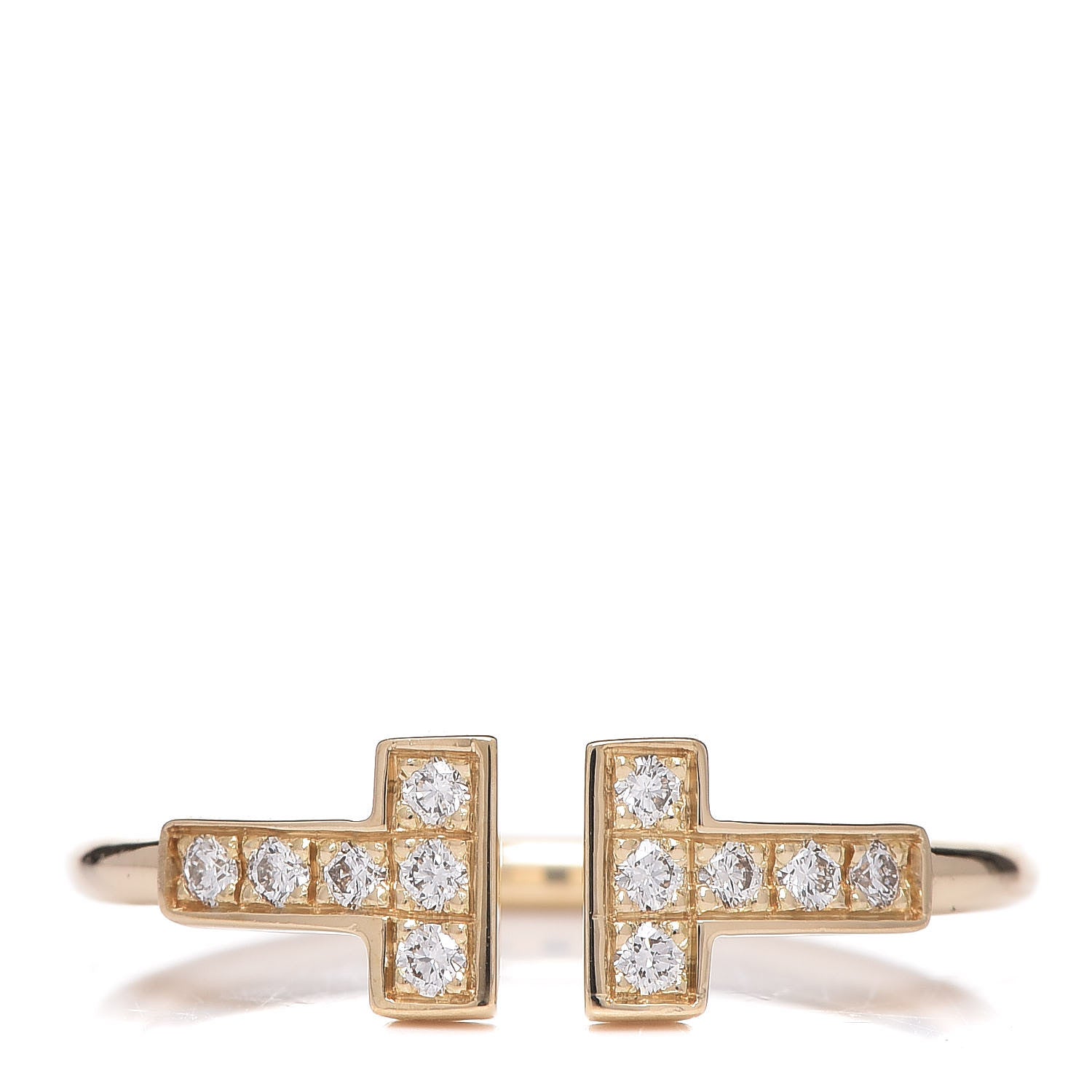Tiffany 18K Yellow Gold Diamond T Wire Ring 52 6 1 of 4