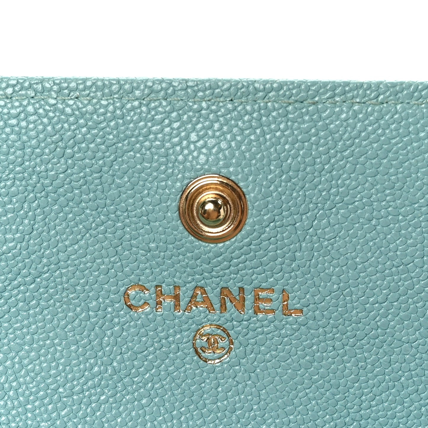 Caviar Quilted Large Boy Gusset Flap Wallet Light Blue