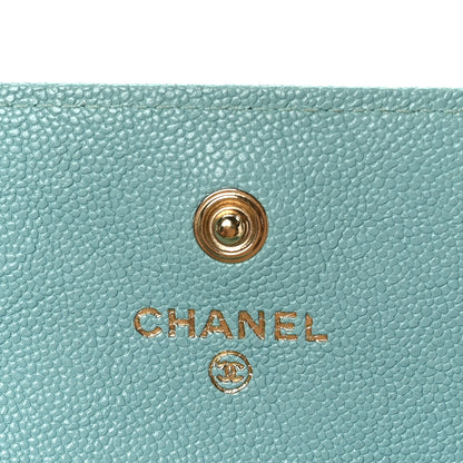 Chanel Caviar Quilted Large Boy Gusset Flap Wallet Light Blue 5 of 8