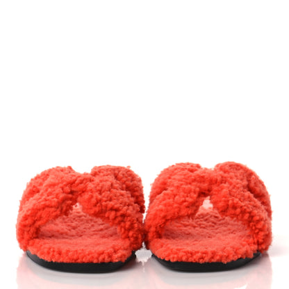 Hermes Woolskin Oran Sandals 37 Orange 2 of 8