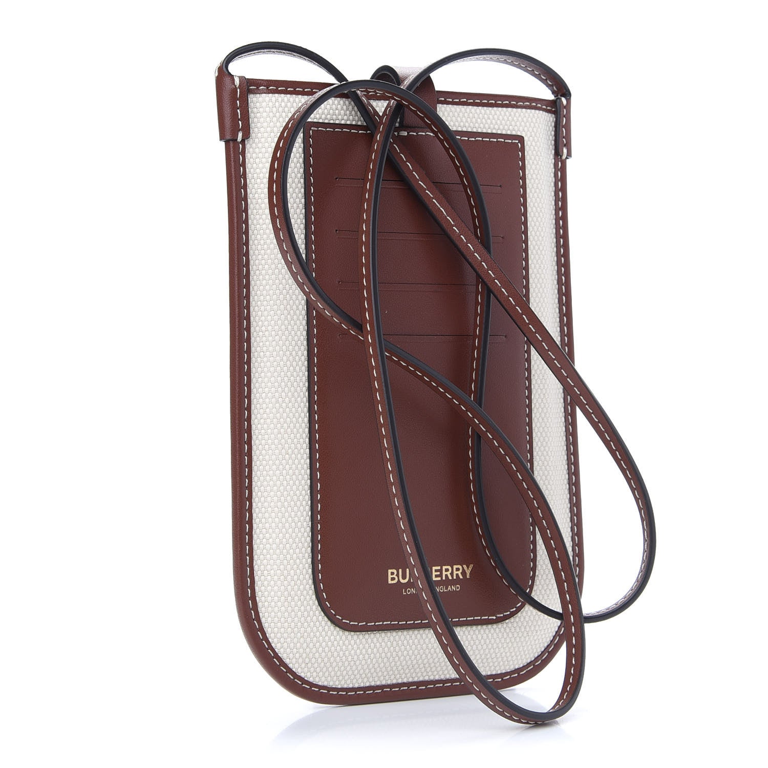 Burberry Canvas Callfskin Anne Phone Case With Strap White Tan 3 of 9