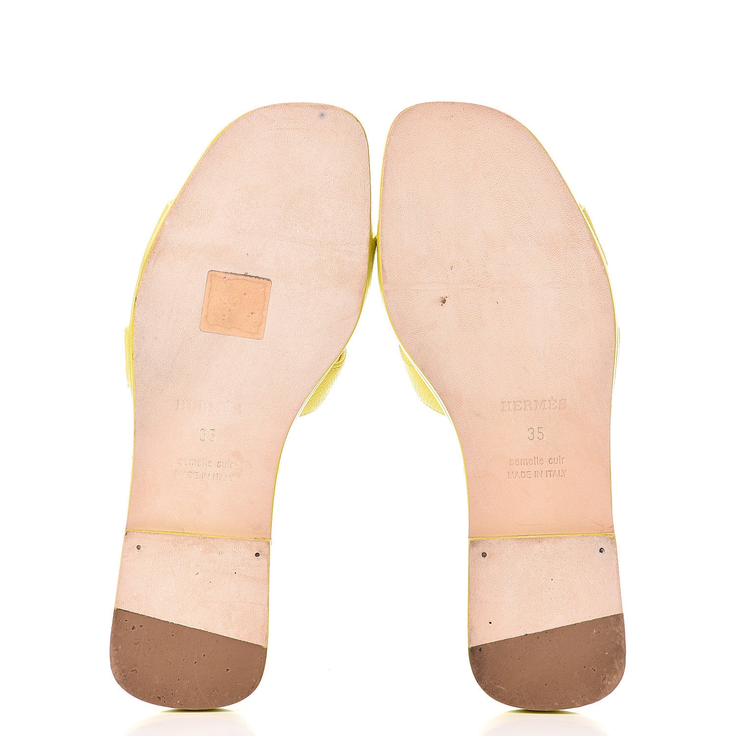 Hermes Epsom Oran Sandals 35 Jaune Pollen 5 of 11