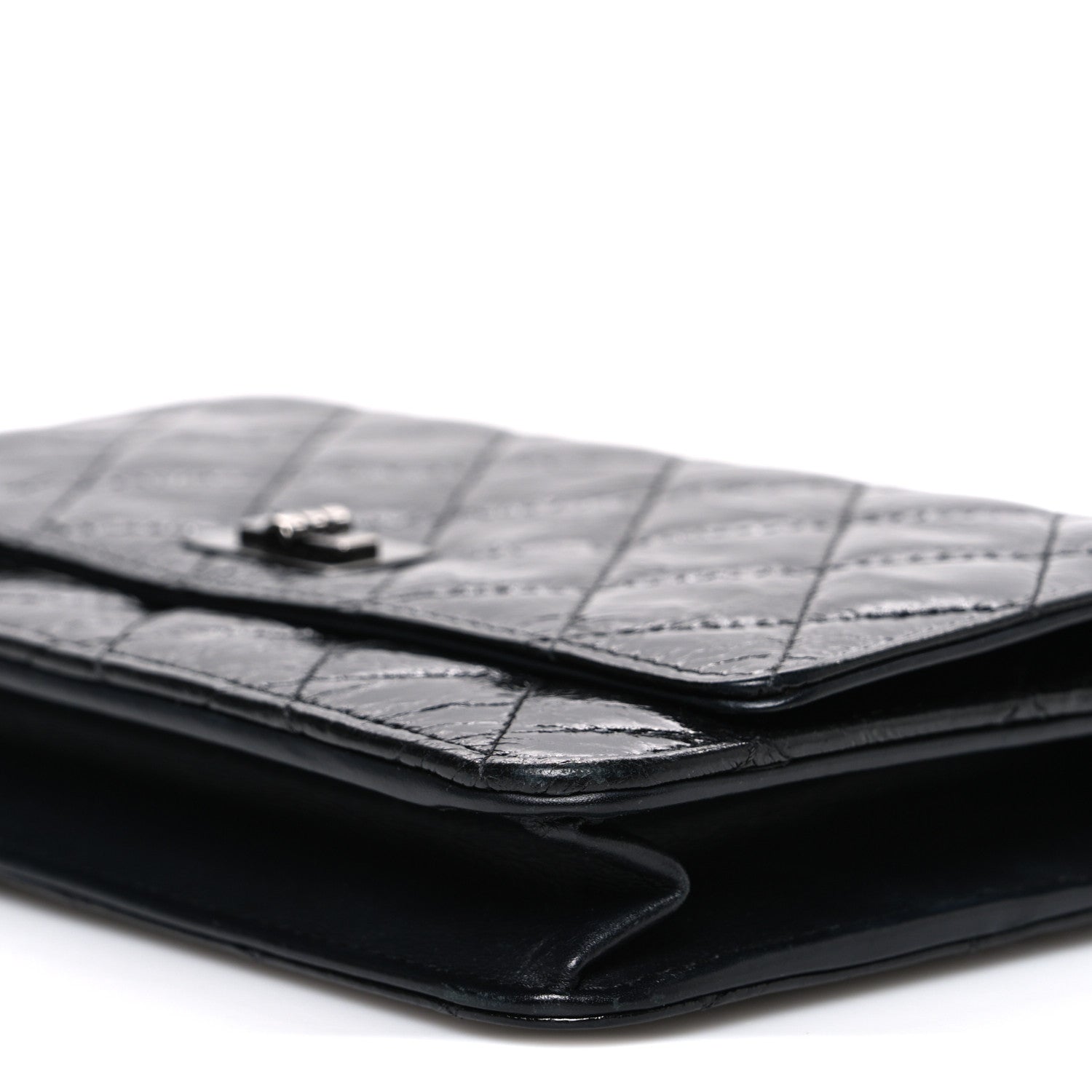 Chanel Glazed Aged Calfskin Reissue Wallet On Chain WOC So Black 11 of 11