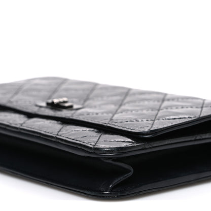 Chanel Glazed Aged Calfskin Reissue Wallet On Chain WOC So Black 11 of 11
