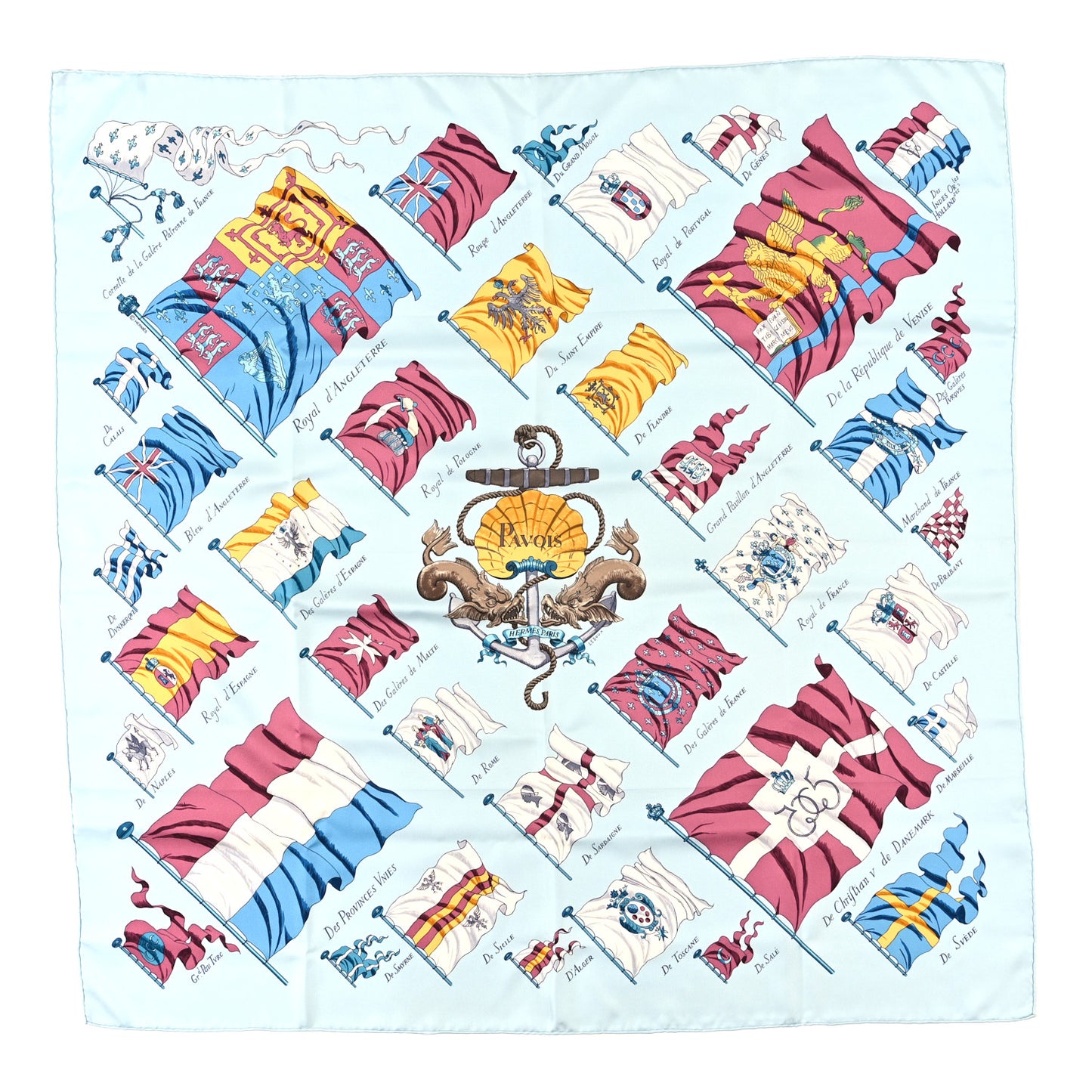 Silk Pavois Flags Carre Scarf 90
