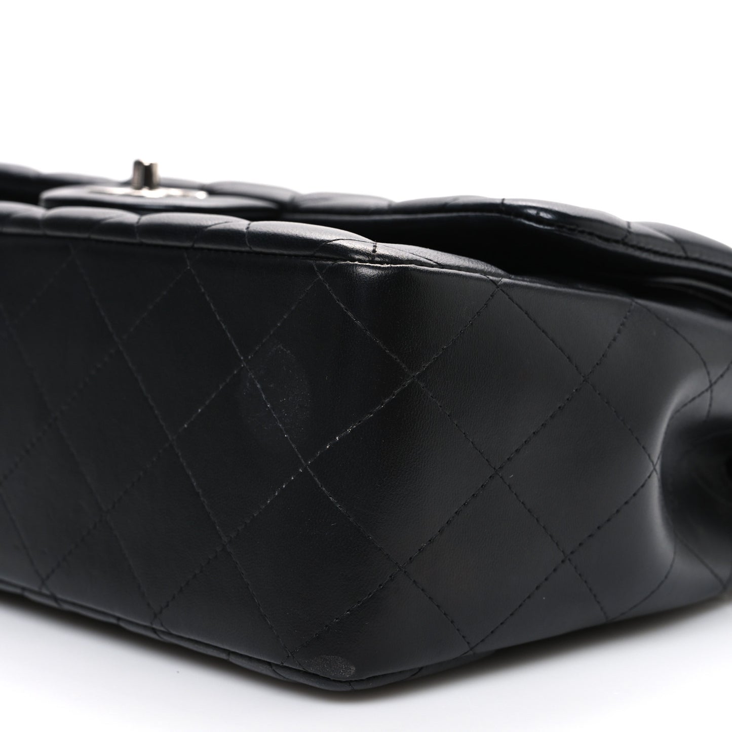 Lambskin Quilted Jumbo Double Flap Black