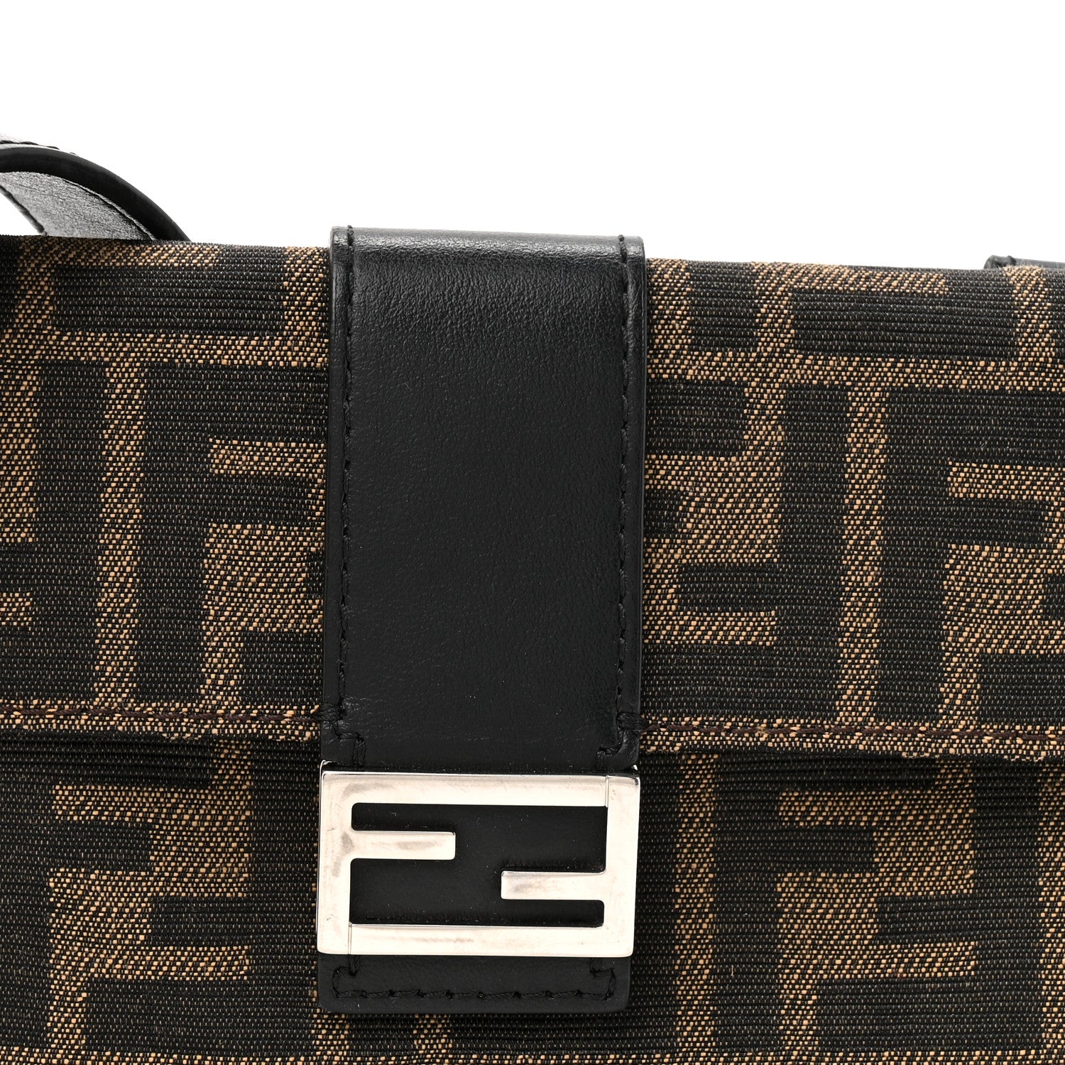 Fendi Recycled Fabric Jacquard Vitello Grace FF 1974 Baguette Belt Pouch Tobacco Moro Black 8 of 12