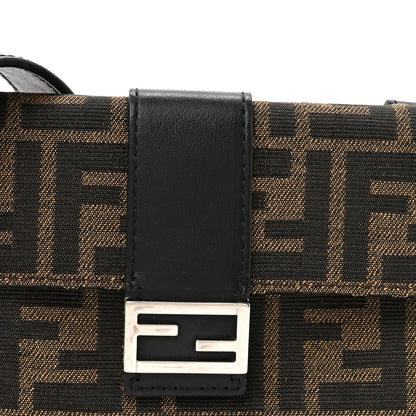 Fendi Recycled Fabric Jacquard Vitello Grace FF 1974 Baguette Belt Pouch Tobacco Moro Black 8 of 12