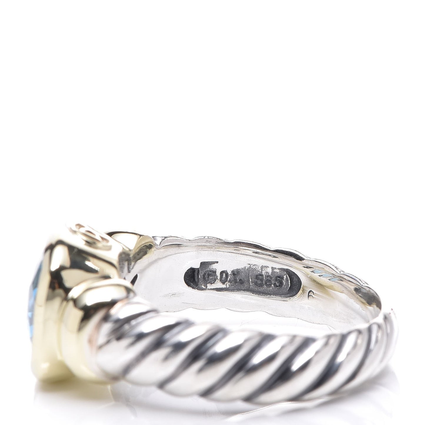 Sterling Silver 14K Yellow Gold Blue Topaz 10mm Noblesse Ring 52 6
