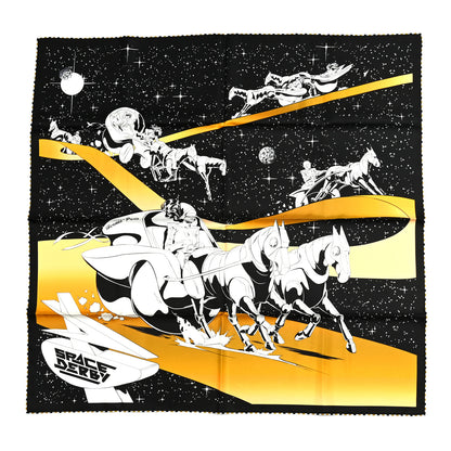 Hermes Silk Space Derby Scarf 90 Black White Gold 1 of 6