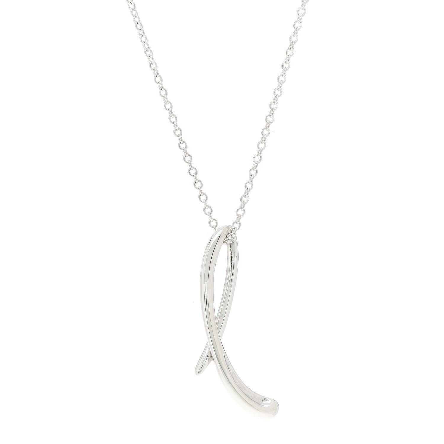 Tiffany Sterling Silver Elsa Peretti Letter L Pendant Necklace 4 of 7