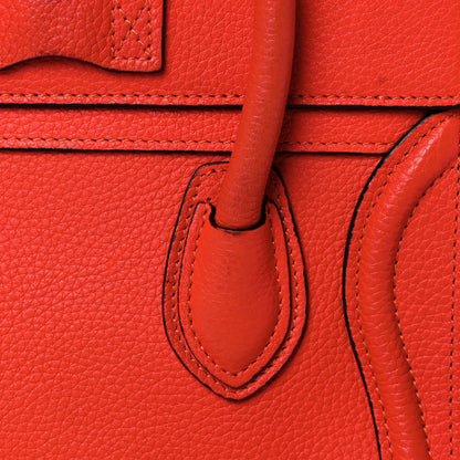 Celine Drummed Calfskin Nano Luggage Coquelicot 13 of 13