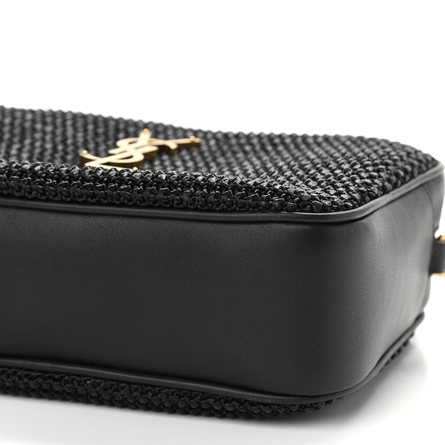 Raffia Canvas Monogram Lou Camera Bag Black