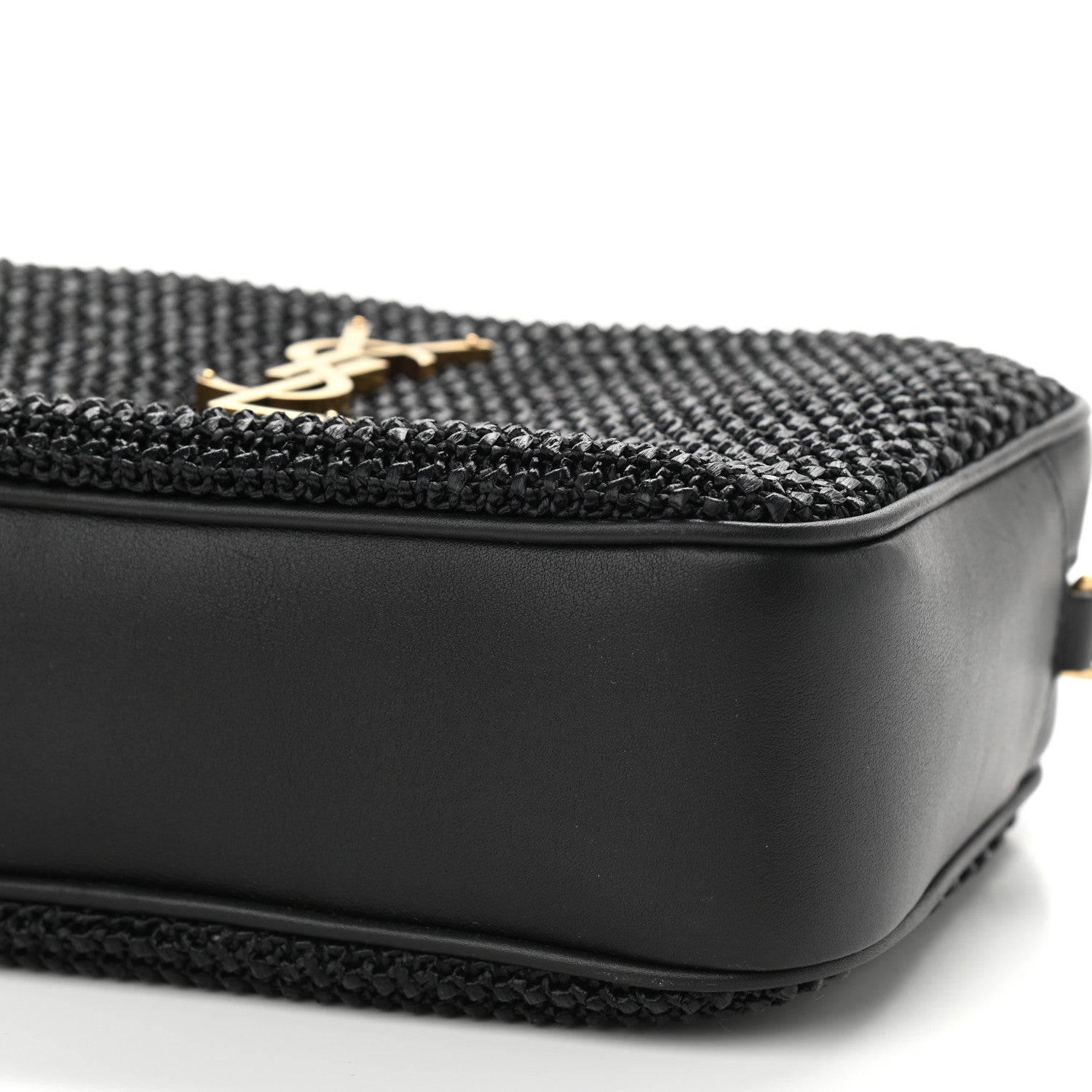 Saint Laurent Raffia Canvas Monogram Lou Camera Bag Black 10 of 10
