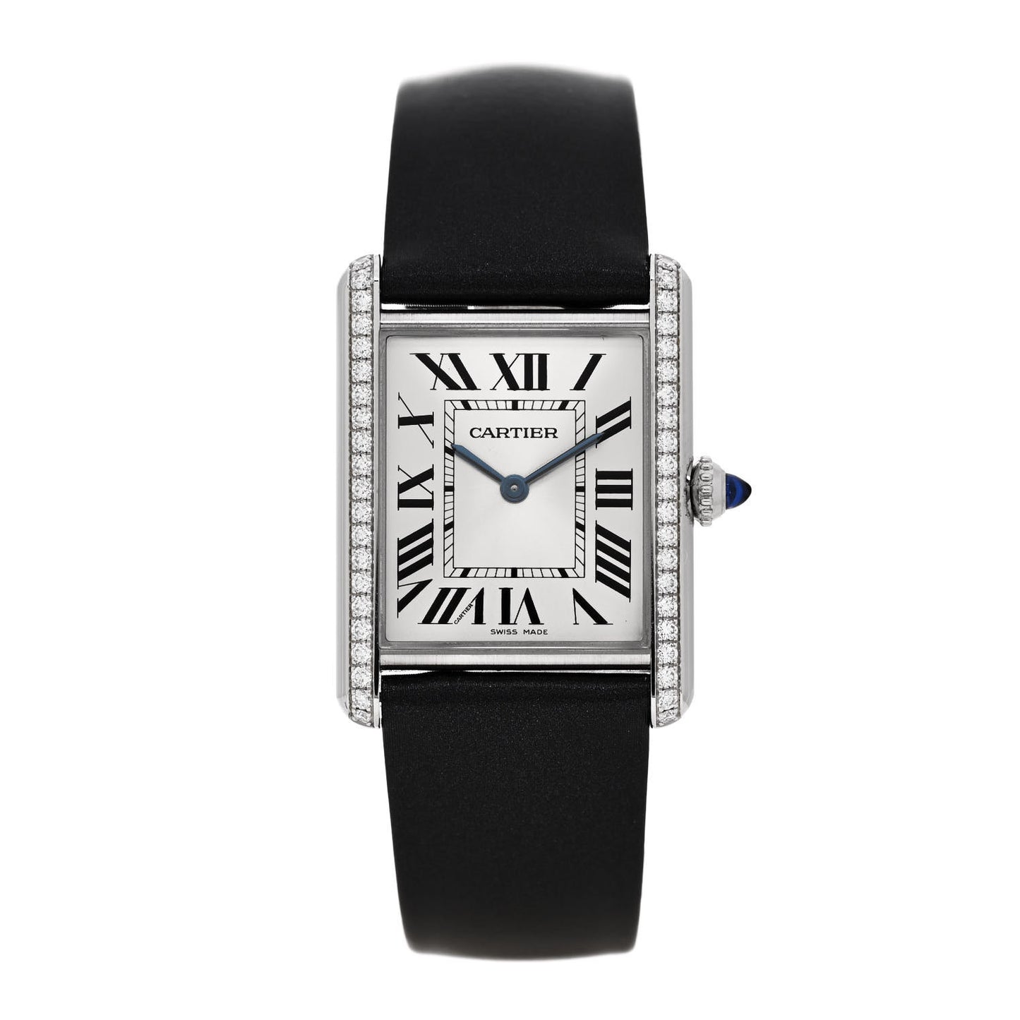 Stainless Steel Satin Diamond 25mm Must de Cartier Tank Quartz Watch