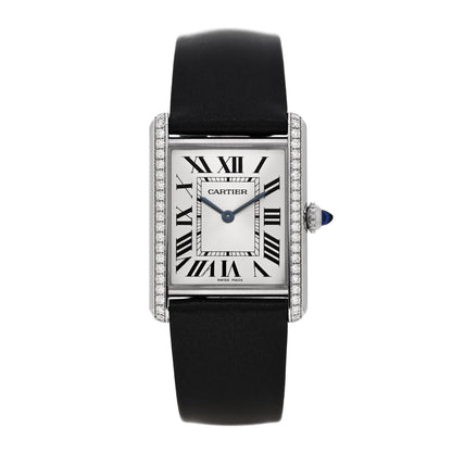 Cartier Stainless Steel Satin Diamond 25mm Must de Cartier Tank Quartz Watch 1 of 4