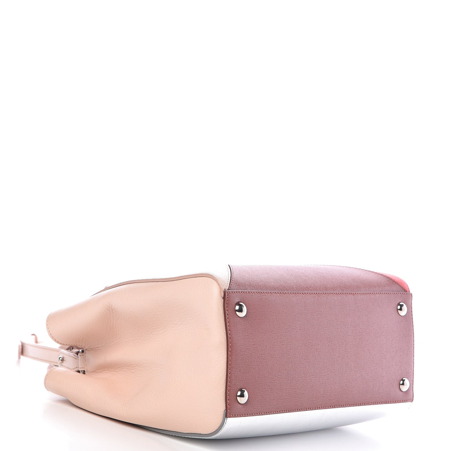 Vitello Elite Calfskin Colorblock Petite 2Jours Tote Argento Plaster