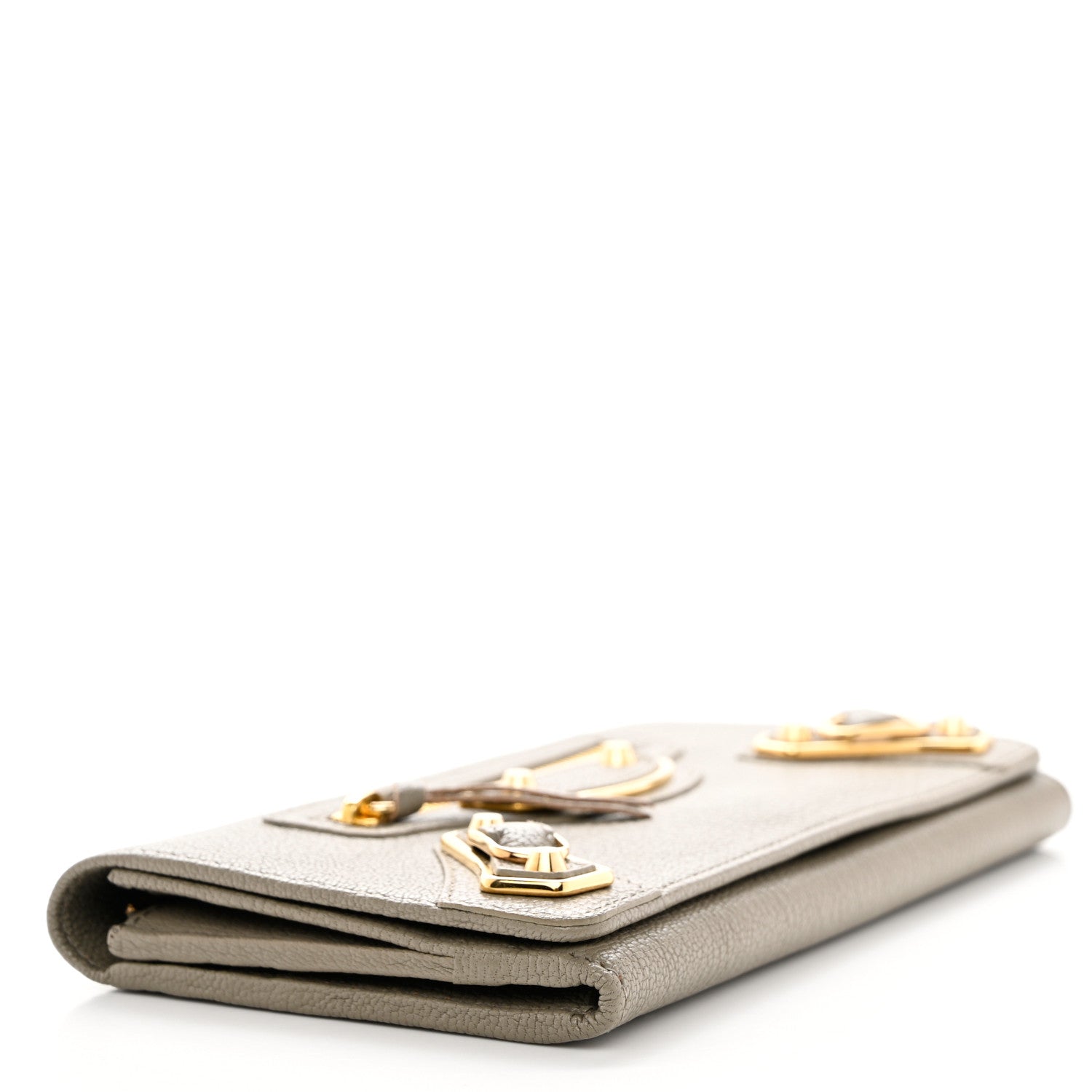 Balenciaga Chevre Gold Metallic Edge Hardware Zip Around Wallet Gris Taupe 4 of 8