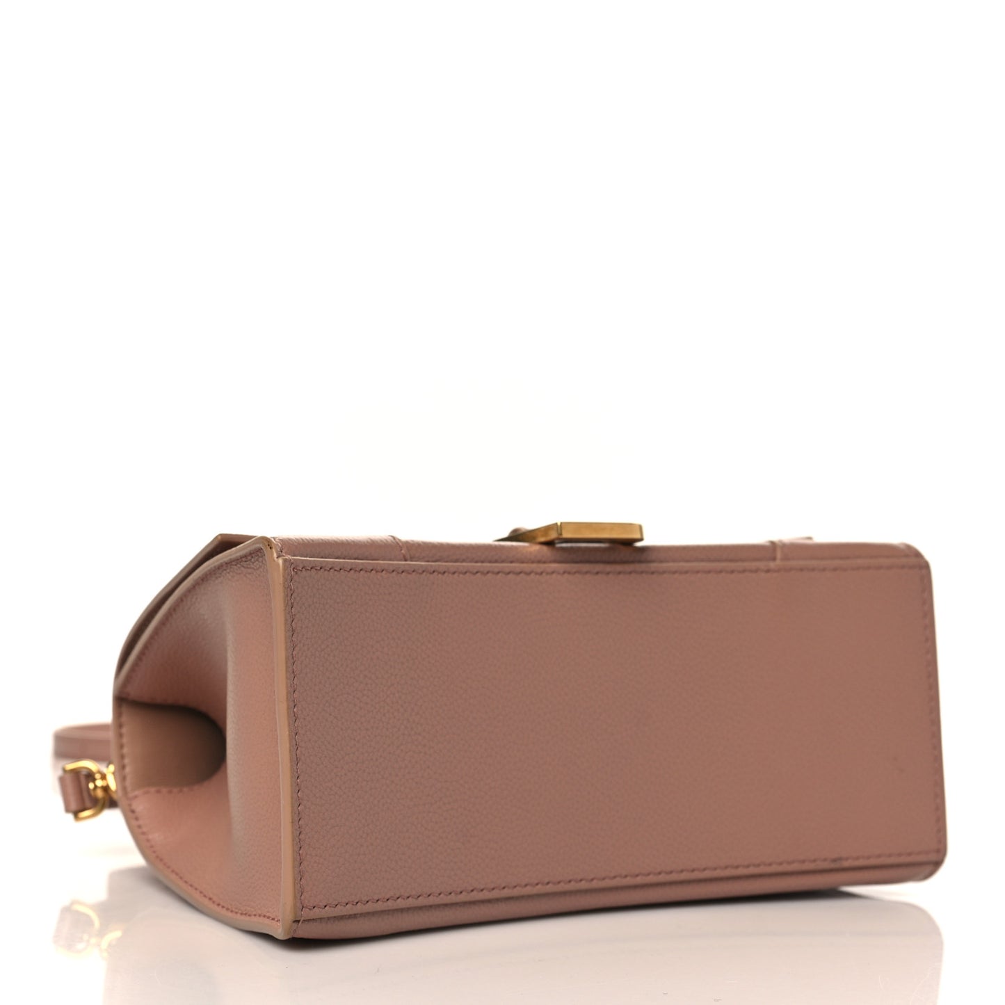 Grained Calfskin Small Hourglass Top Handle Bag Nude Beige