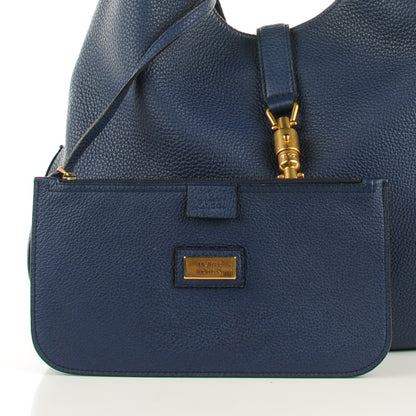 Gucci Soft Grained Calfskin Large Jackie Hobo Classic Blue Marine 10 of 11