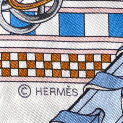 Hermes Silk Brides et Gris Twilly Gris Bleu Jean White Miel 3 of 4