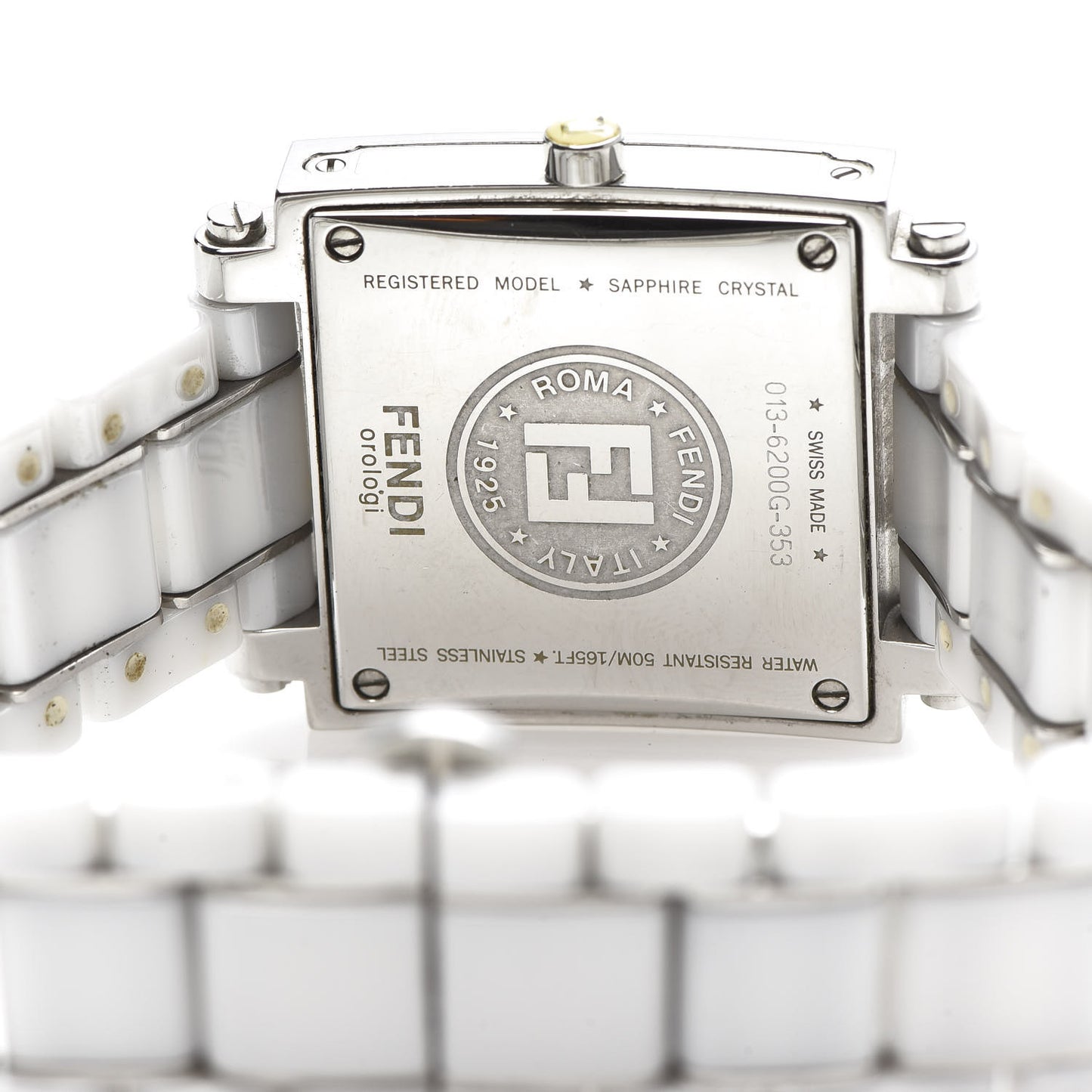 Stainless Steel Ceramic 30mm Quadro Quartz Watch White