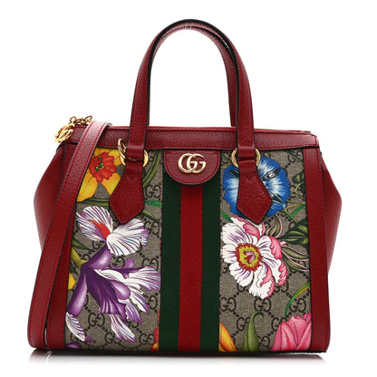 Gucci GG Supreme Monogram Flora Web Small Ophidia Tote Bag Red 1 of 11
