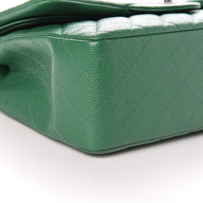 Chanel Caviar Quilted Jumbo Double Flap Green 8 of 10